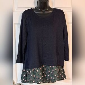 Ann Taylor LOFT Blue Sweater with Shirttail Hem